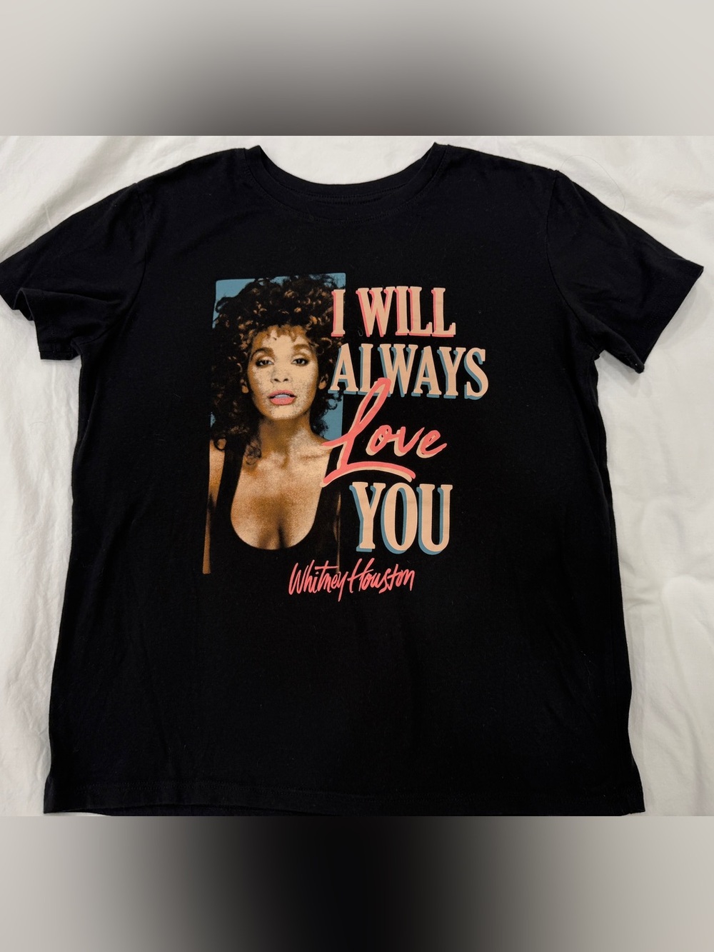 Retro Style Whitney Houston Black Graphic Tee - Medium